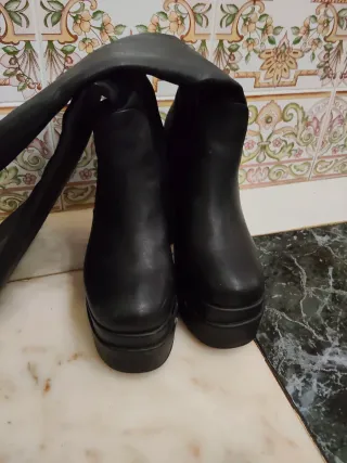 Botas de plataforma rosa,negra,blanca, talla 37