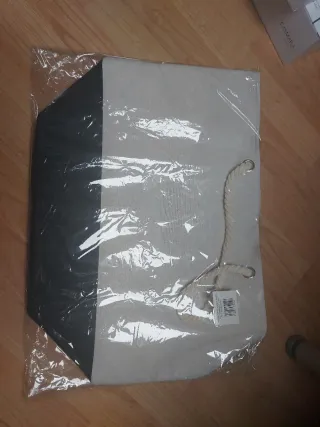 Bolso de playa Wella beige y negro