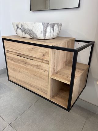 Mueble de baño completo madera y mármol