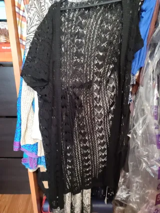 Vestido largo rayas beige y negro