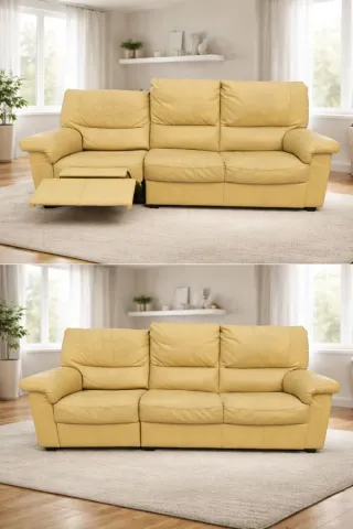 Sofá amarillo de piel 3 plazas