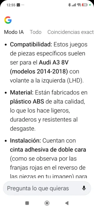 Embellecedores Carbono Audi A3 8V 2014-2018