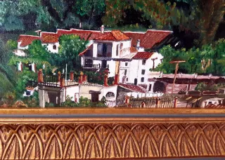 Óleo Alhambra Granada Marco Dorado