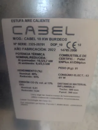 Estufa de pellets roja y negra