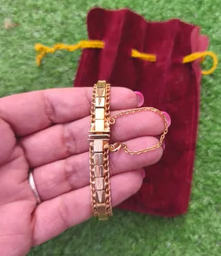 Pulsera dorada vintage eslabones cuadrados