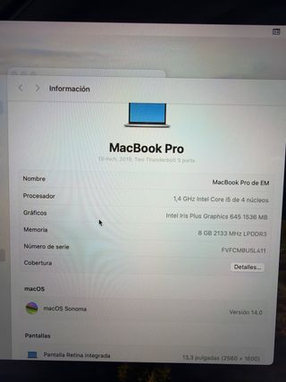 MacBook Pro 2019 13 i5 8GB RAM 128GB SSD