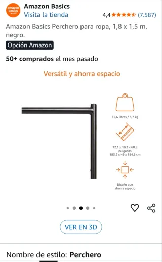 Perchero para ropa, 1,8 x 1,5 m, negro completo