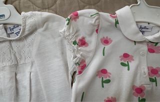 2 Polos Niña Flores y Blanco