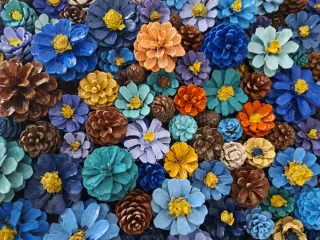 Cuadro Flores de piñas Naturales Hecho a Mano 40x5