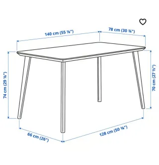 Mesa comedor LISABO Ikea 140x78cm