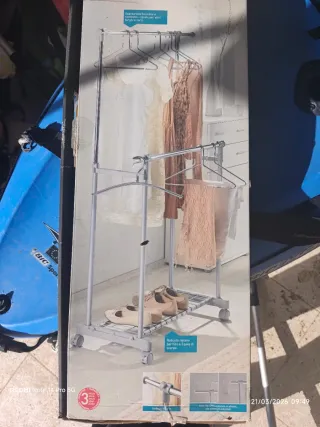 Perchero y Zapatero 2 en 1 Aluminio Cromado