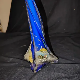 Vaso in vetro intrecciato blu cobalto