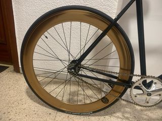 Bicicleta Fixie Negra Ruedas Marrones