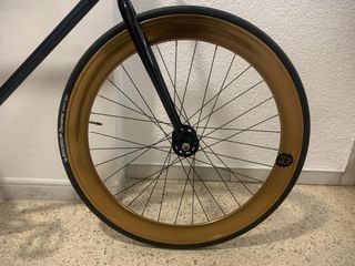 Bicicleta Fixie Negra Ruedas Marrones