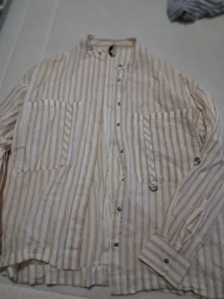 Camisa Rayas Beige y Blanco