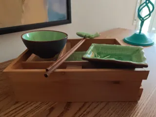 Juego sushi 1 persona madera y cerámica