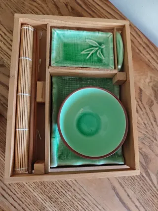 Juego sushi 1 persona madera y cerámica