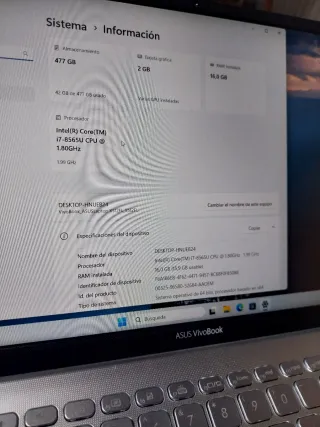 Asus VivoBook i7 Plata