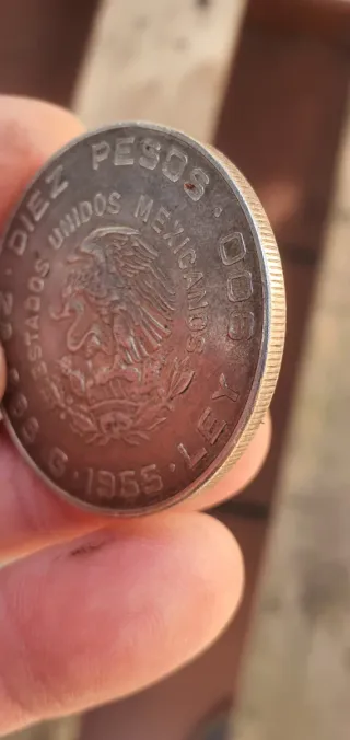 Moneda 10 Pesos Plata México Hidalgo.