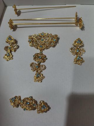 Aderezo Fallera Niña Oro y Azul