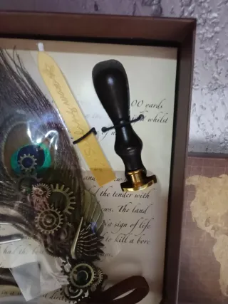 Set scrittura vintage piuma pavone