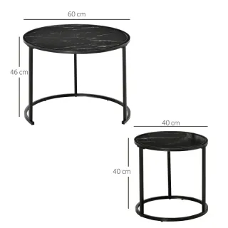 Set di 2 tavolini rotondi moderni