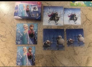 Lote 2 Cajas Puzzles Unicornios y Frozen