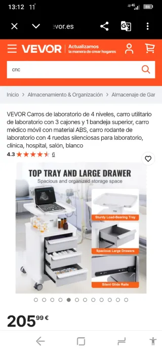 Carros de laboratorio VEVOR (2 unidades) valen 260