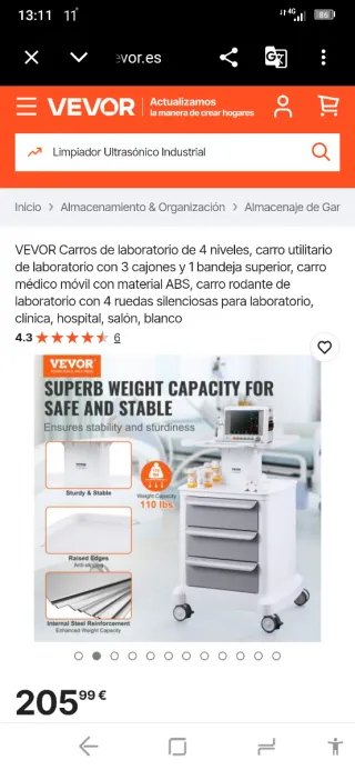 Carros de laboratorio VEVOR (2 unidades) valen 260