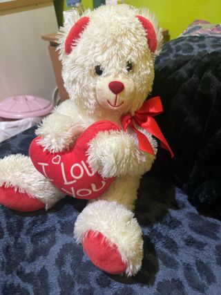 Peluche Oso Blanco Corazón I Love You
