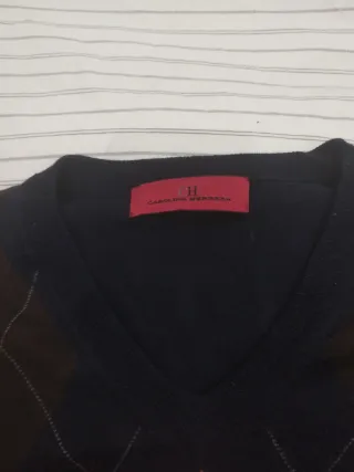 Jersey fino Carolina Herrera azul y naranja