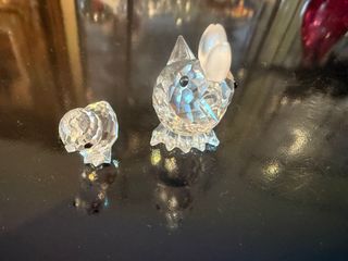 Figuras Swarovski Gallina y Pollito Cristal