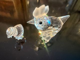 Figuras Swarovski Gallina y Pollito Cristal