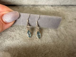 Pendientes Plata Ley 925 con Piedra aguamarina