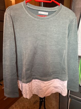 Sudadera ZARA BASIC verde talla S