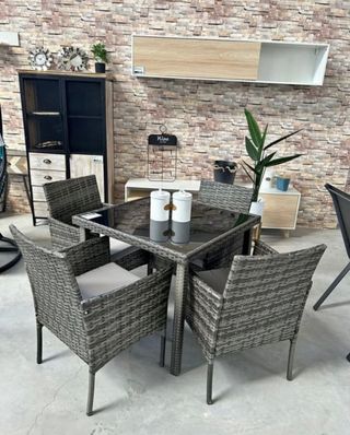 NUEVO!! Conjunto Mesa Terraza Cristal y 4 Sillas