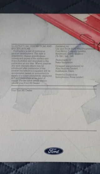 Catálogo Ford Escort RS Turbo Mk3