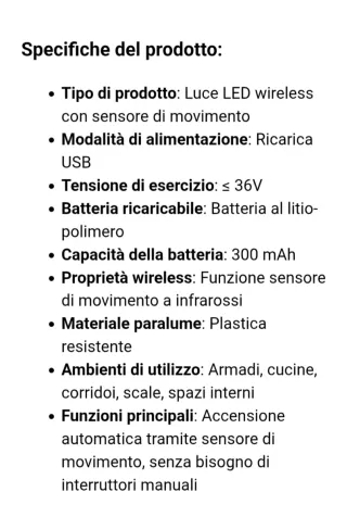 Set 3x Luci LED  Con Sensore Di Movimento cm.50