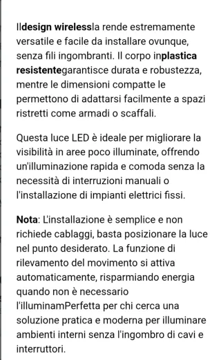 Set 3x Luci LED  Con Sensore Di Movimento cm.50