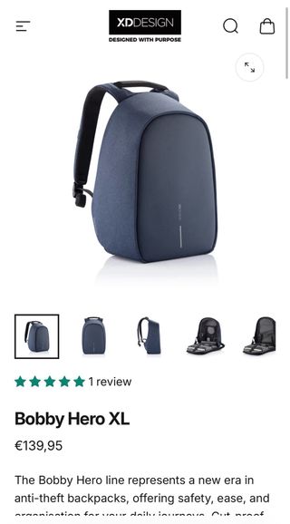 Mochila antirrobo XD DESIGN azul/gris