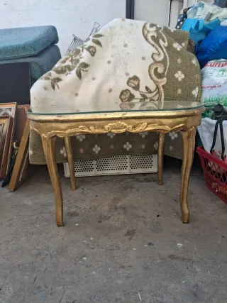 Mesa auxiliar antigua caña y madera