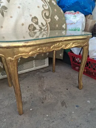 Mesa auxiliar antigua caña y madera