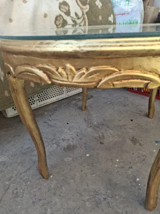 Mesa auxiliar antigua caña y madera