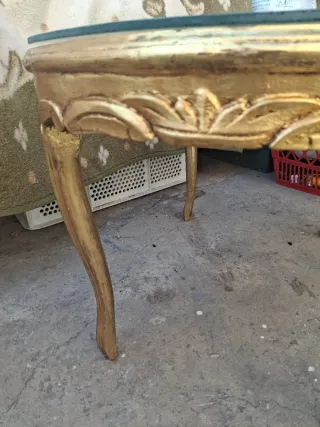 Mesa auxiliar antigua caña y madera