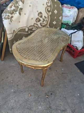 Mesa auxiliar antigua caña y madera