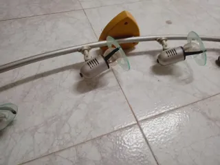 Lámpara 4 focos metal y cristal