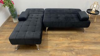 Sofá chaiselongue cama NUEVO negro -Oferta