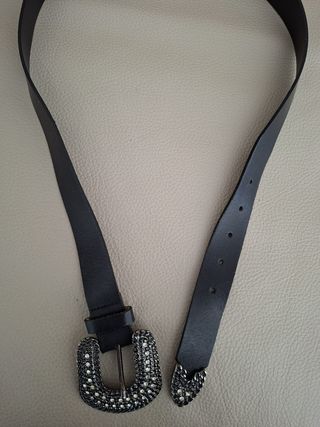 Cintura nera Sisley con fibbia strass