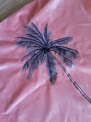 Cojín Rosa Terciopelo Tropical Palmera CASA