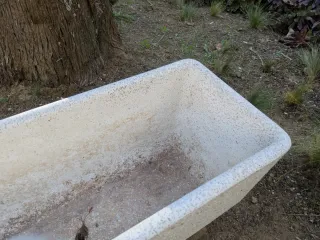 5 jardineras de piedra, antiguas, beige/blanco